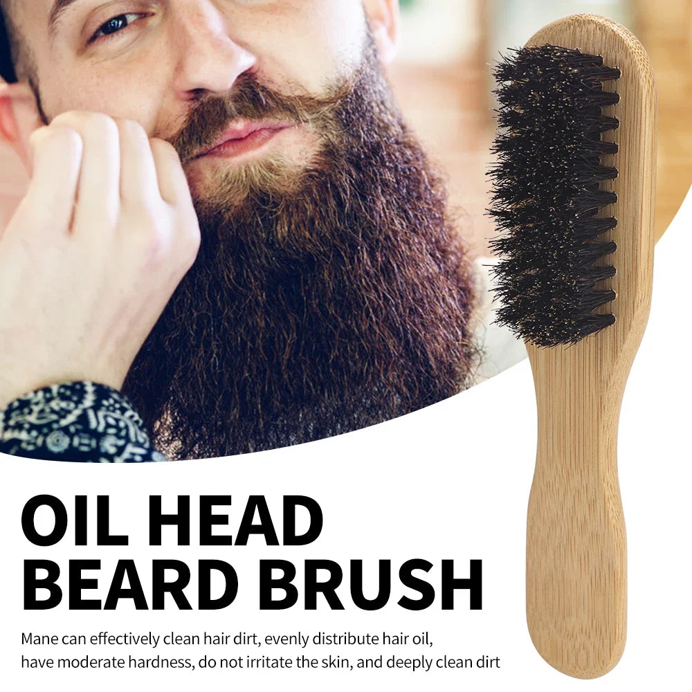 Boar Bristle Beard Brush with Wooden Handle | Men's Grooming