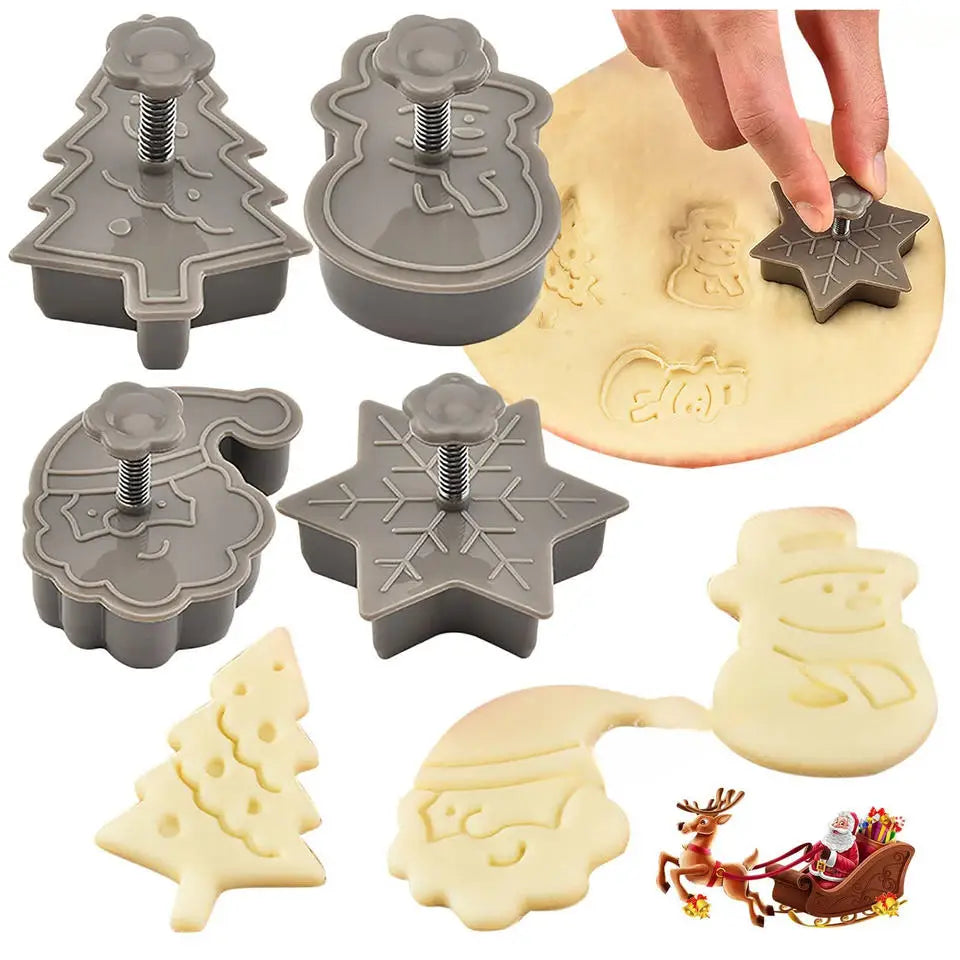 Mini Cookie Cutters 3D Raised Stamps Snowflake Snowman Candy Baking