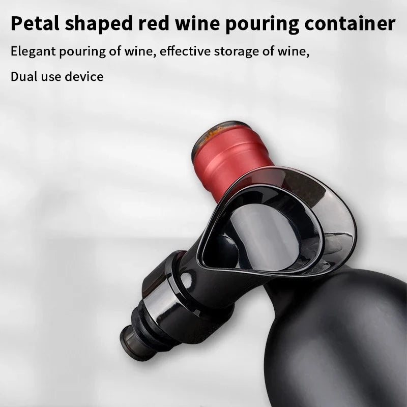 Petal Shaped Wine Dispenser Red Vacuum Fresh-keeping Stopper 2-in-1