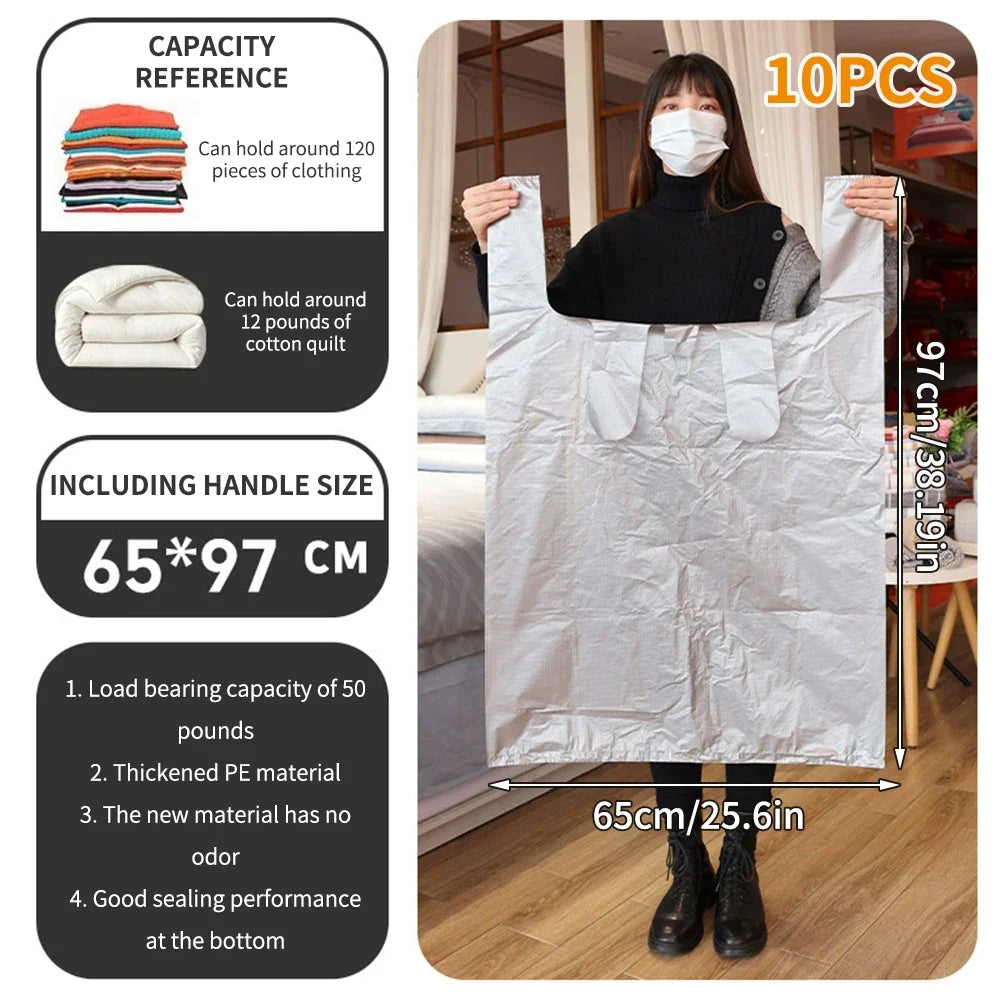 10-Pack Waterproof XL Quilt & Clothing Storage Bags for Moving