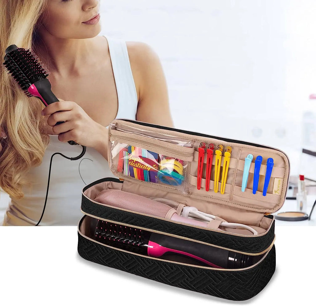 Double-layer Travel All-in-one Hair Dryer Storage Bag Curling Wand