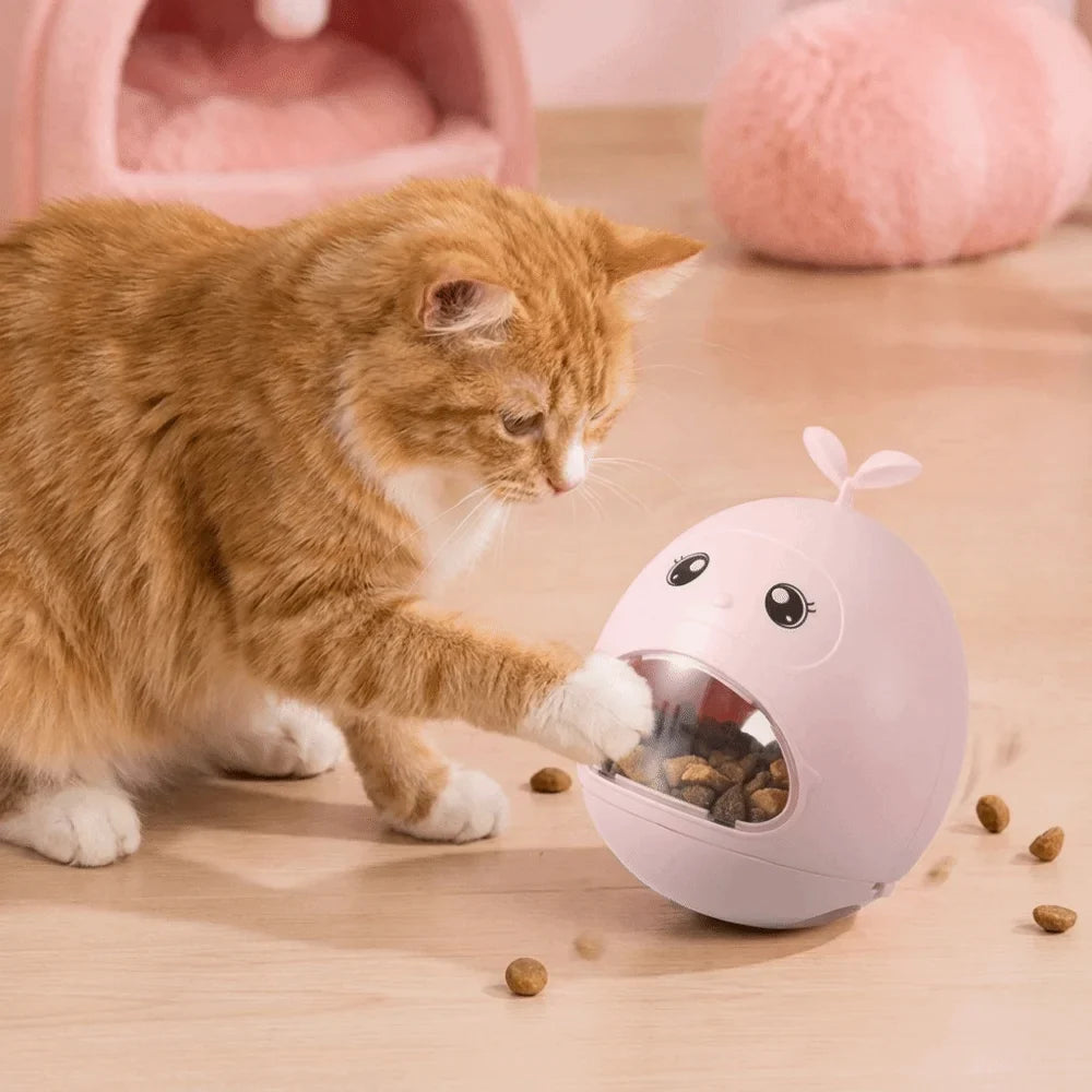Cartoon Cat Treat Dispensing Toy – Interactive Puzzle Feeder