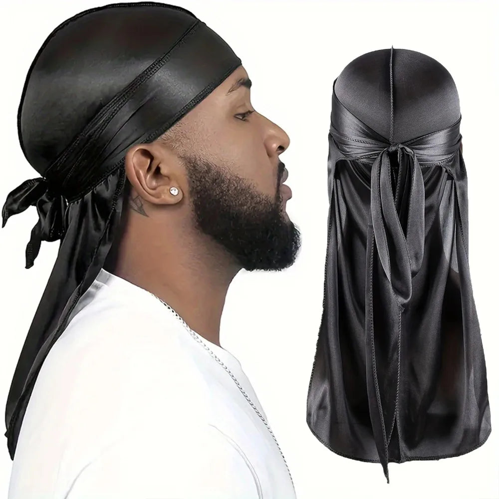 Men's Silk Durag Long Tail Bonnet | 360 Waves Du Rag Cap
