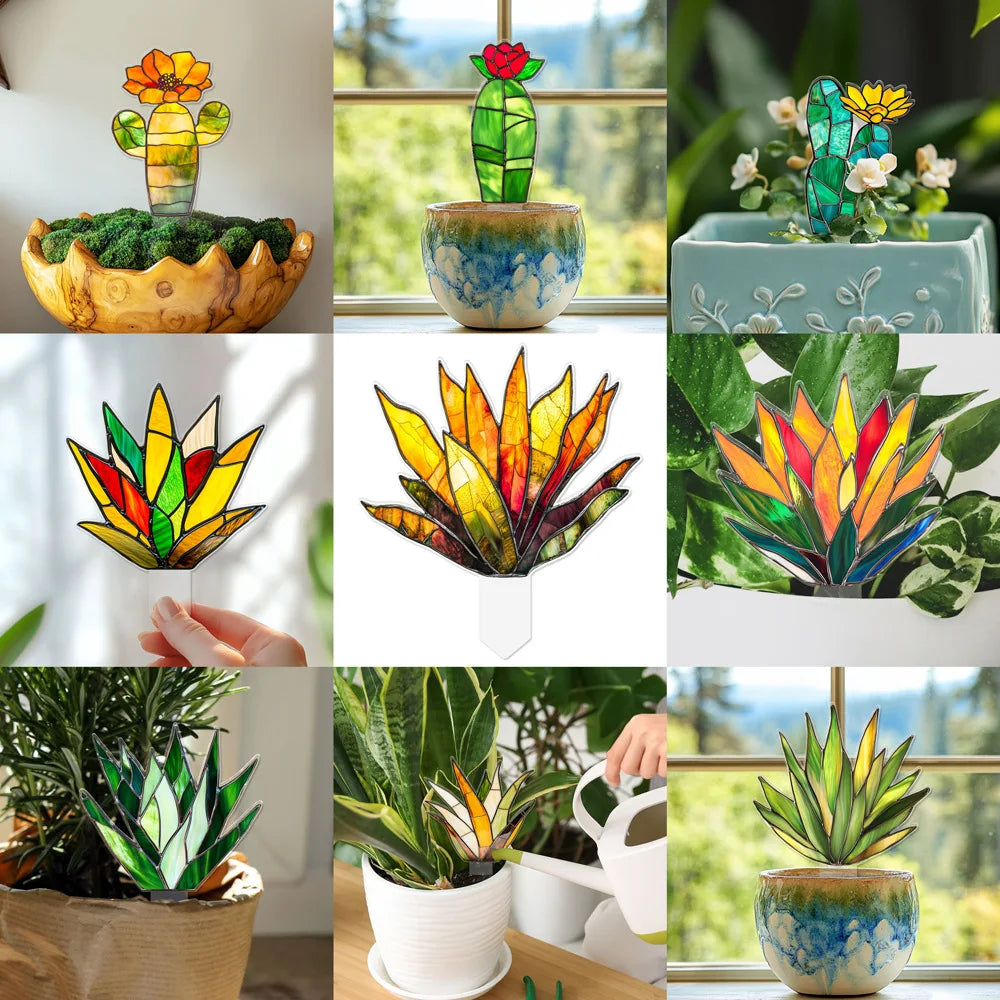 Suncatcher Stained Agave Simulation Plant Sun Catcher Home Handmade