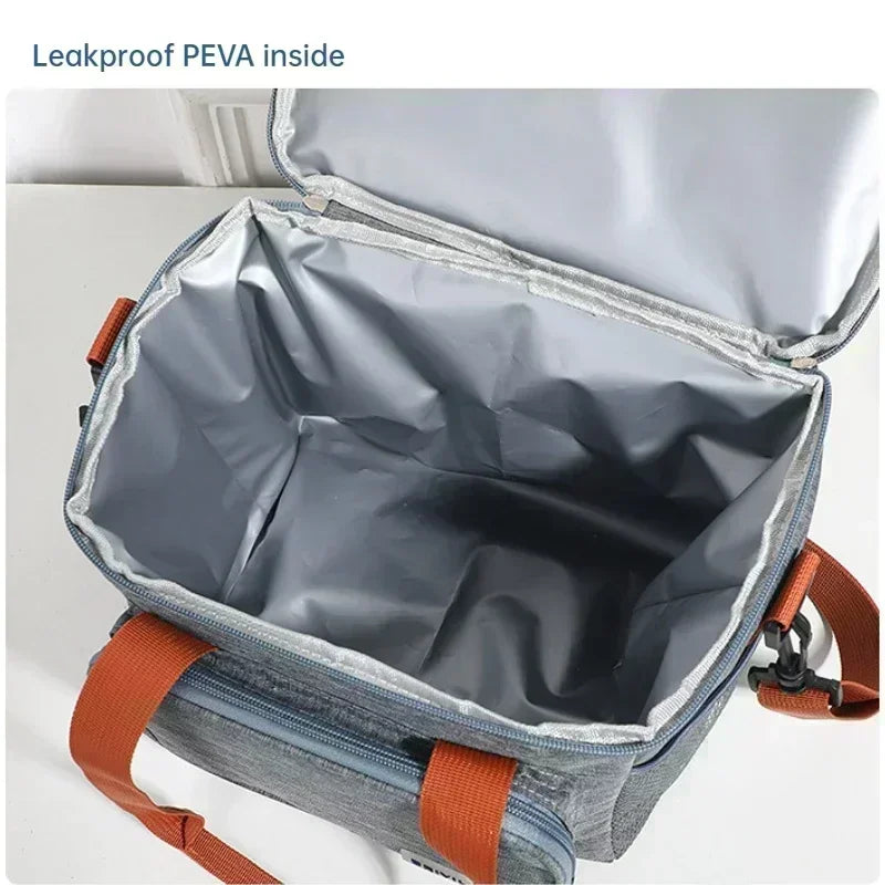 Large Capacity Square Insulated Lunch Box Thermal Bag Portable