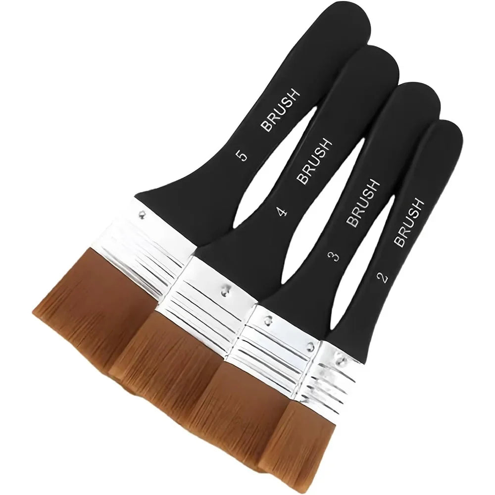 Flat Paint Brushes Set – Acrylic, Oil & Watercolor | Wooden Handle