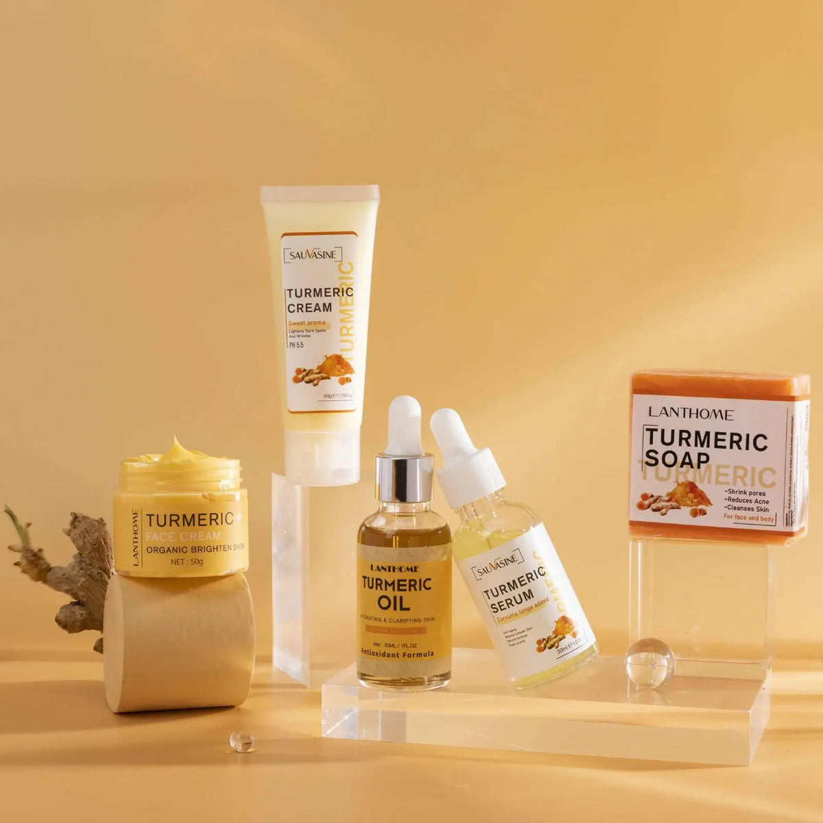 5-Piece Turmeric Skincare Set – Serum, Cream, Soap & Oil