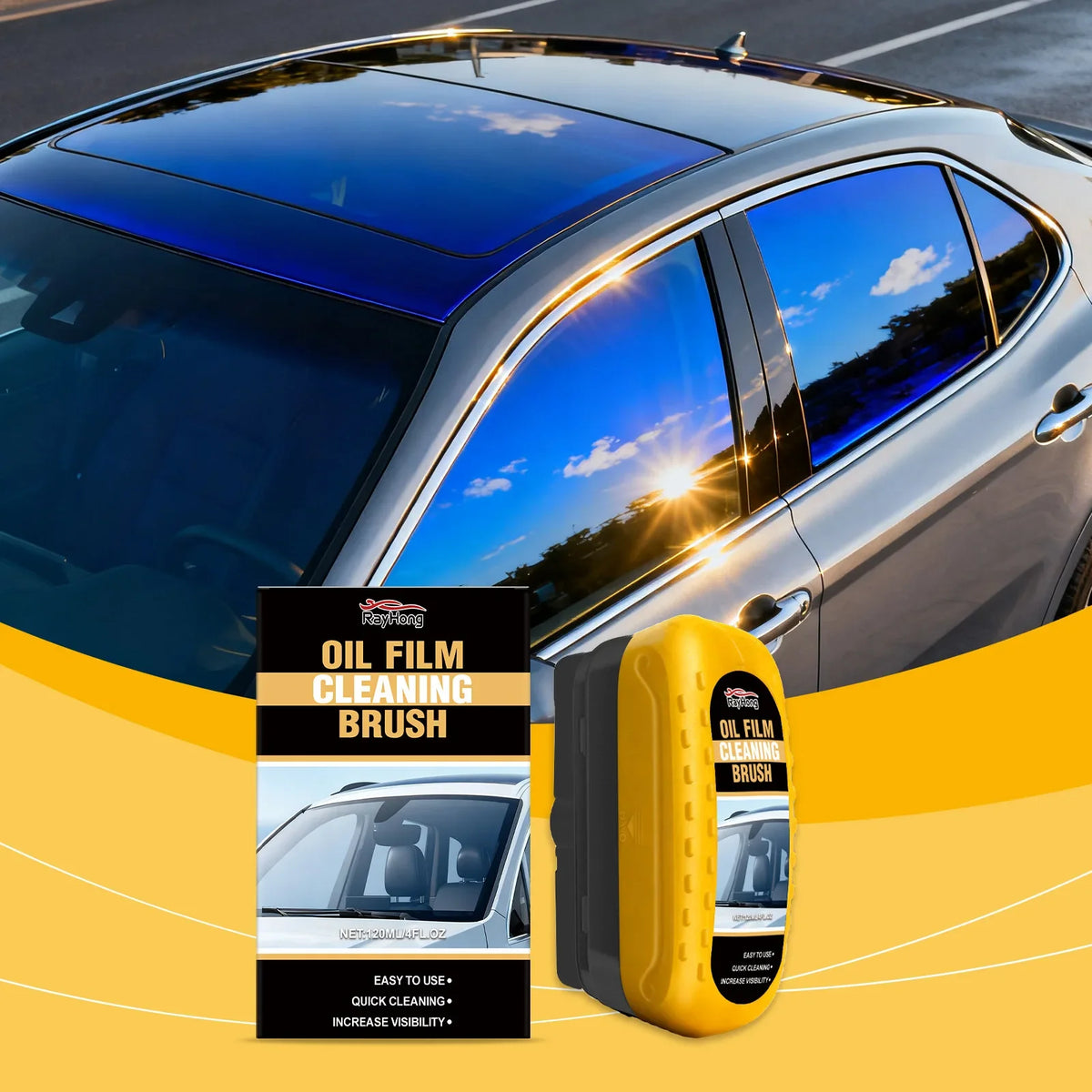 RayHong Car Windshield Oil Film Remover Brush | Glass Cleaner