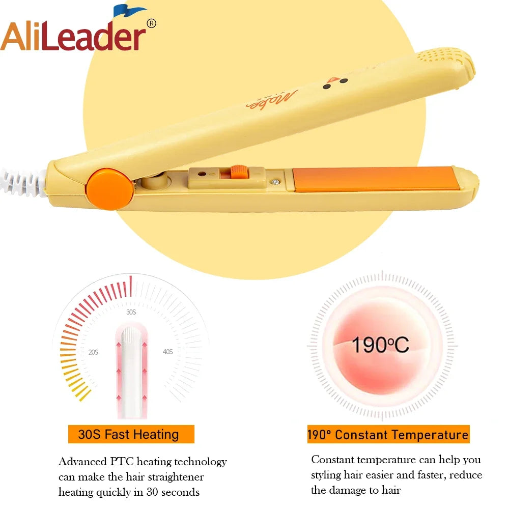 2-in-1 Mini Ceramic Flat Iron & Curling Iron – Portable 6.7"