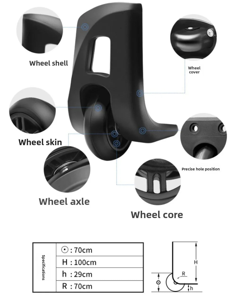 Heavy Duty Recessed Corner Caster – Invisible Wheel for Cases