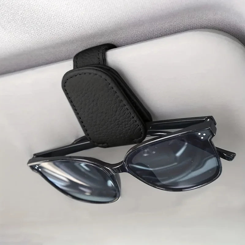 2-Pack Magnetic PU Leather Car Visor Glasses Holder Clip