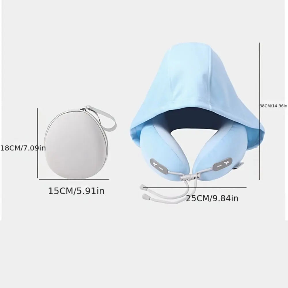 Hooded U-Shaped Travel Neck Pillow | Ice Silk Memory Foam