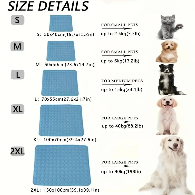 Summer Pet Cooling Mat – Ice Silk Dog & Cat Cushion Bed