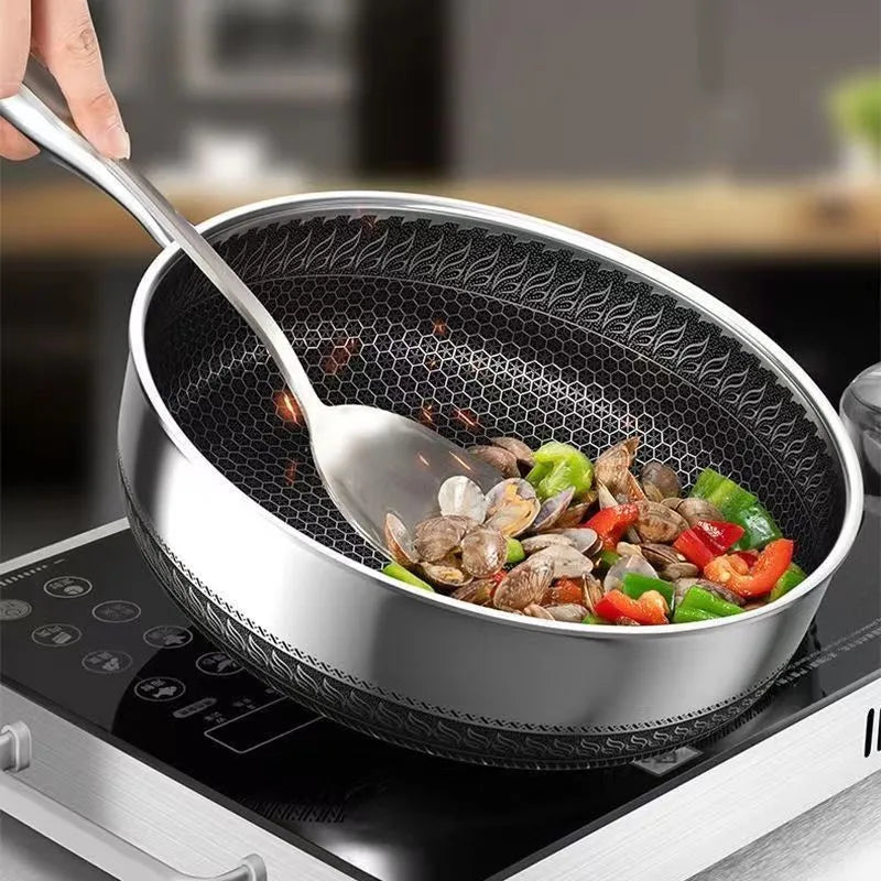 316L Stainless Steel Tri-Ply Honeycomb Skillet | Gas & Induction