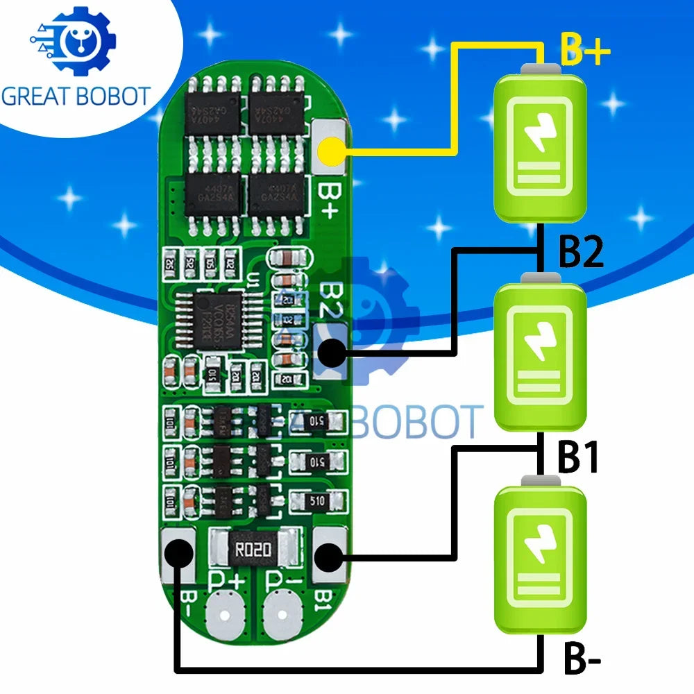 3S 10A BMS 12V Li-ion Battery Protection Board for 18650