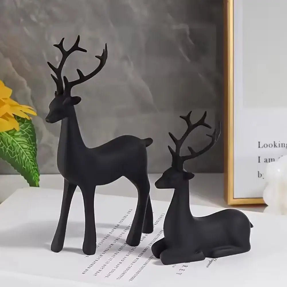 Christmas Reindeer Resin Statue – Elk Sculpture Figurine Decor