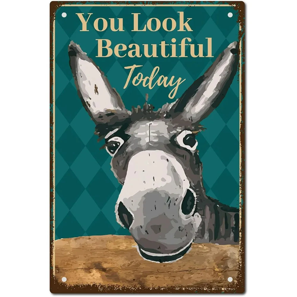 Donkey Vintage Tin Sign – Retro Wall Plaque for Home & Garage