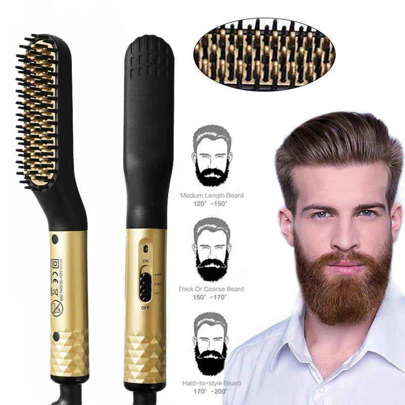 Electric Hot Comb Beard & Hair Straightener Brush | Anti-Scald