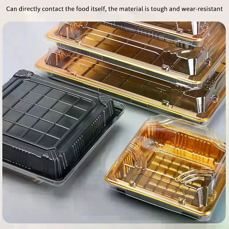 10 Pcs Disposable Sushi Boxes with Lids – PET Takeaway Pack
