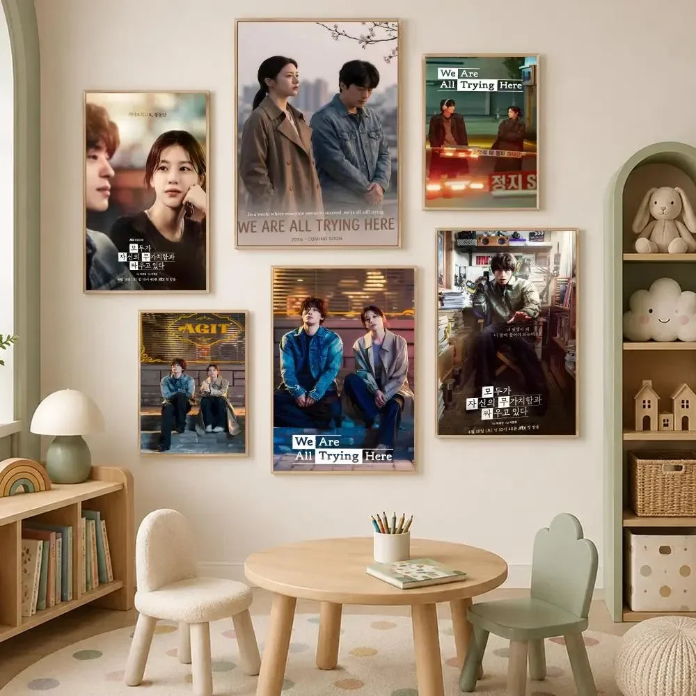 We Are All Trying Here Self-Stick HD Wall Art Poster