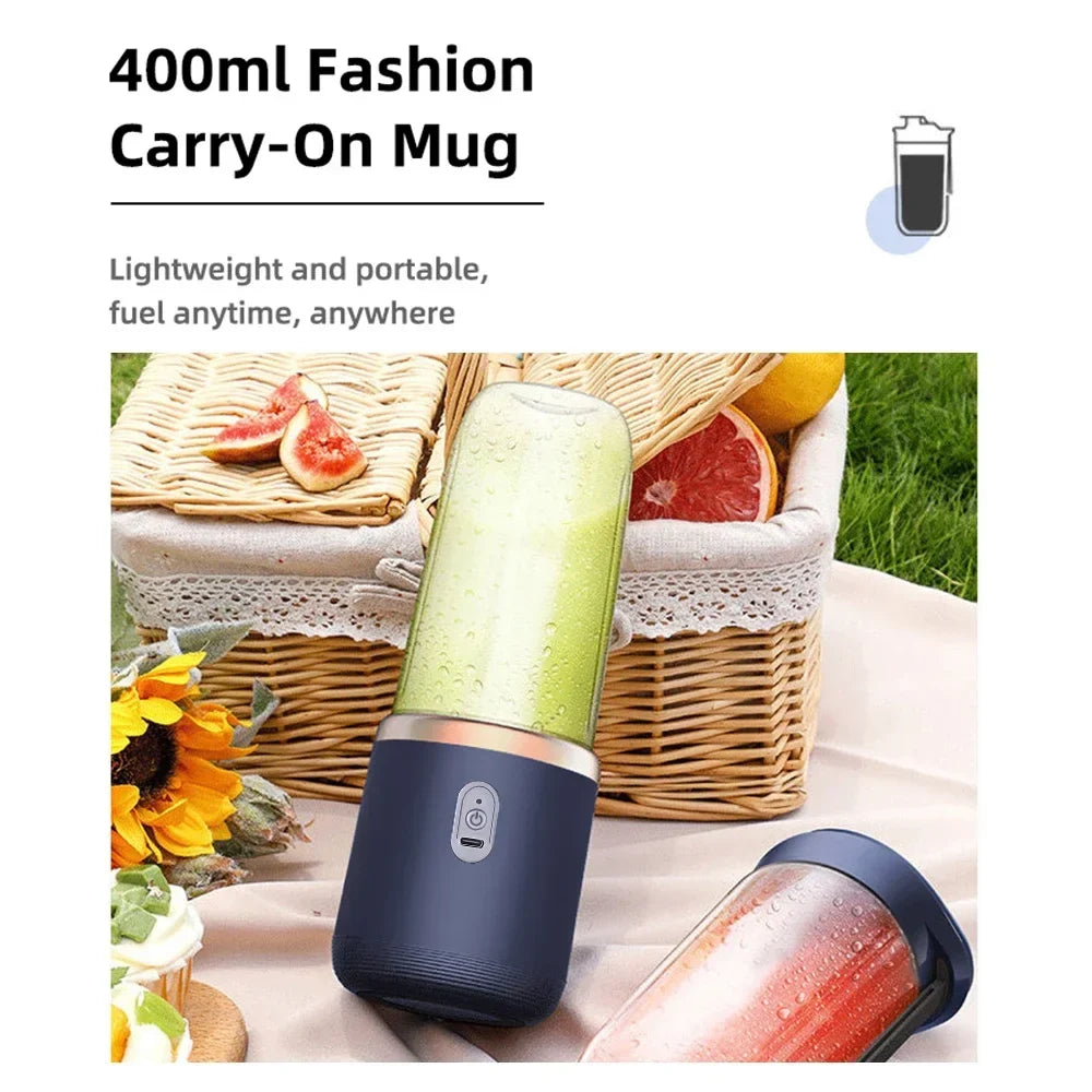 FLAREMORE 6-Blade Portable USB Travel Juicer Cup 400ml Blender