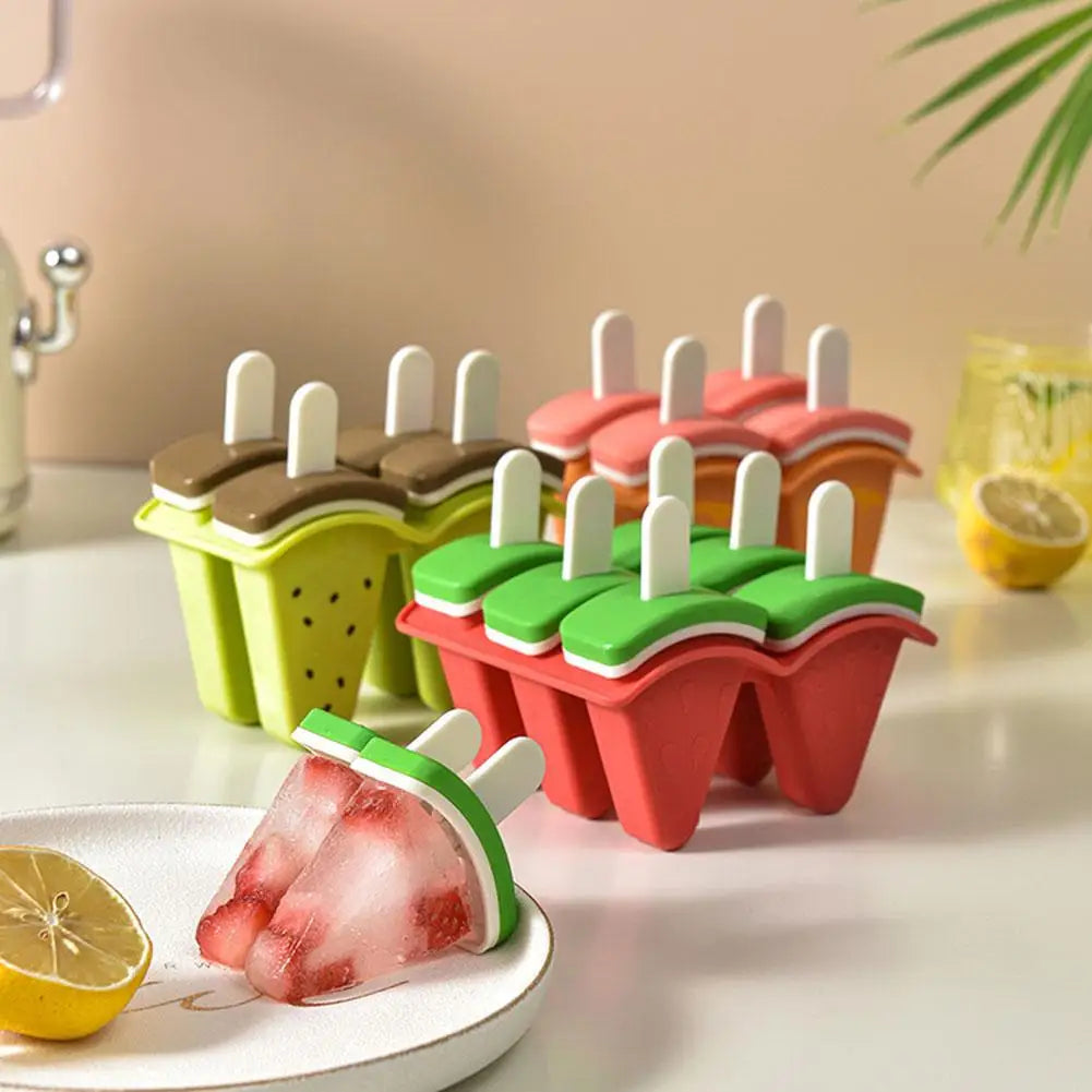 6-Grid Watermelon Silicone Popsicle Mold Tray with Sticks