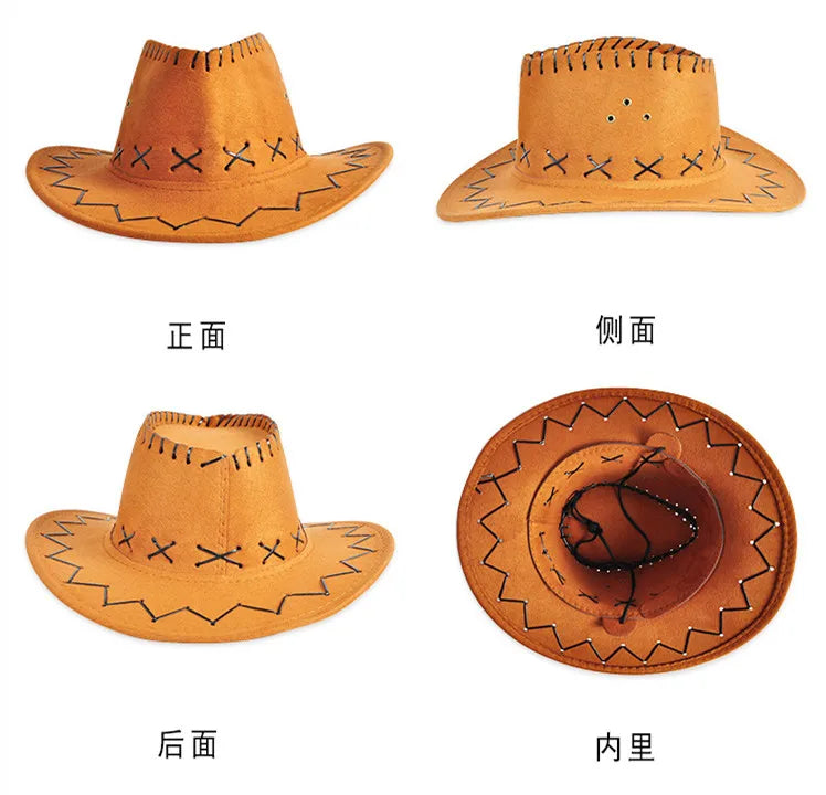 Wide Brim Western Cowboy Hat – Unisex Faux Suede Sun Hat