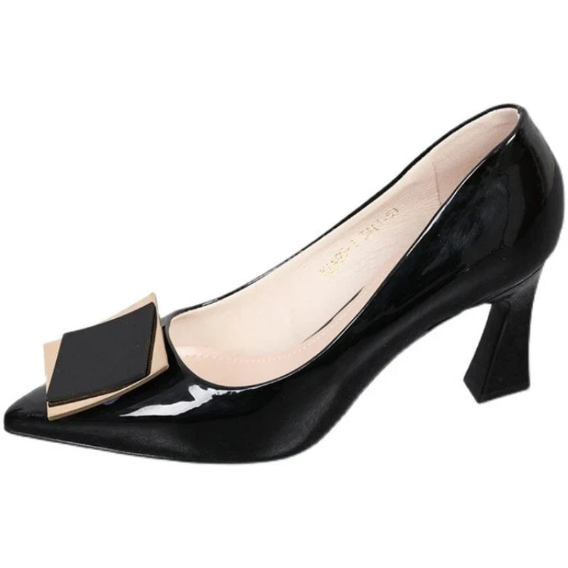 YBQJOO Women's Chunky Heel Pointed Toe Pumps | Ankle Buckle