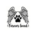 Pet Memorial UV Sticker "Forever Loved" Paw Angel Wings Decal