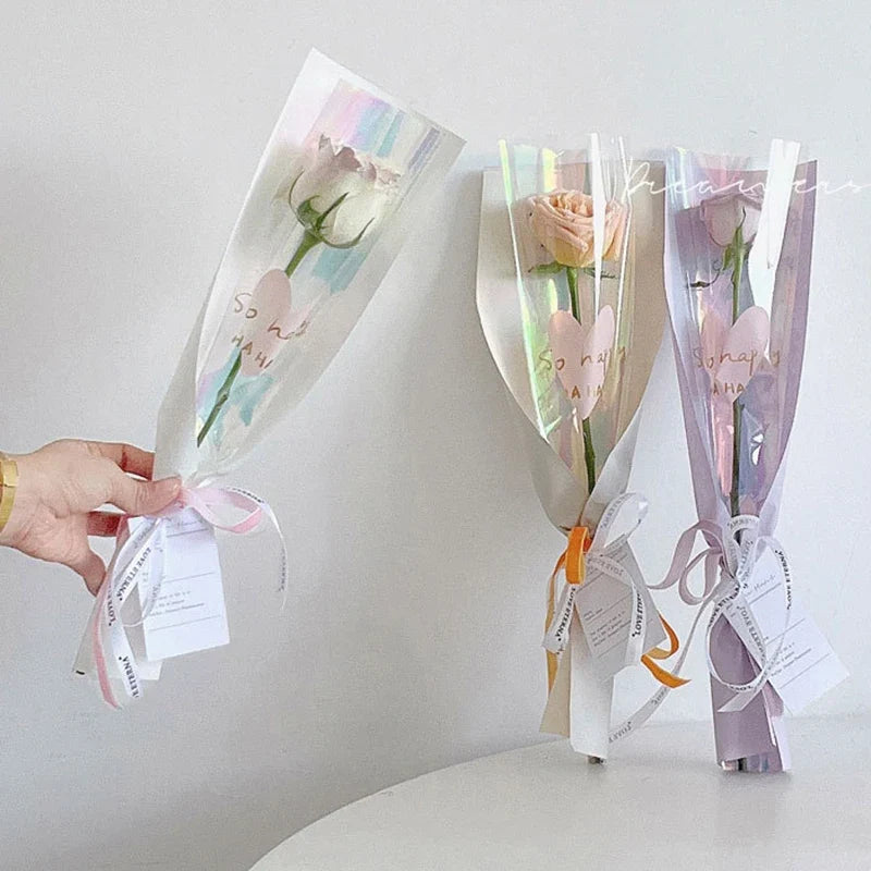 Clear Cellophane Rose Sleeves 10-Pack | Floral Bouquet Bags