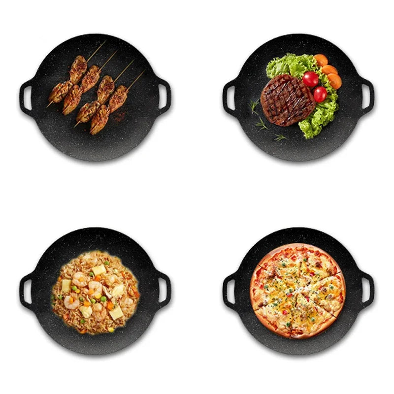 Roasting Round Pans Korean Aluminum Nonstick Grill Griddle Pan Bbq