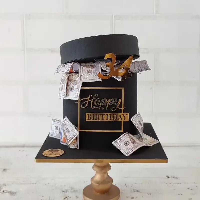 Acrylic Side Happy Birthday Cake Decoration Anniversary Topper Party