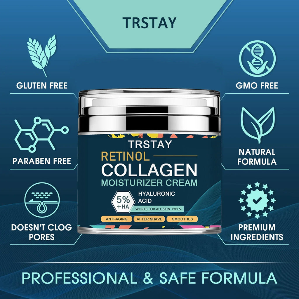 Mens Face Moisturizer Cream Collagen Hyaluronic Acid Day Night