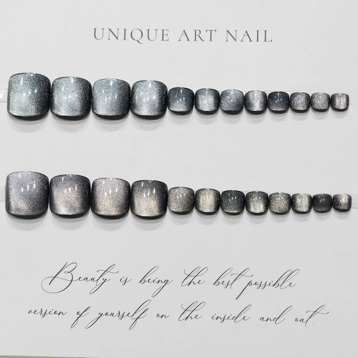 24-Piece Cat Eye Pink Press-On Toenails | Crystal Nail Art Set