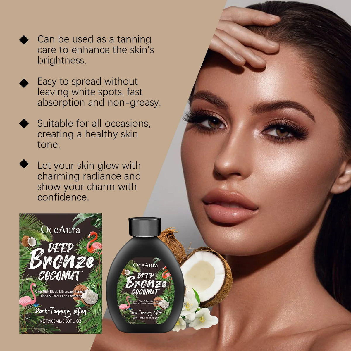 OceAura Coconut Self Tanning Lotion | Bronze Glow Bronzer