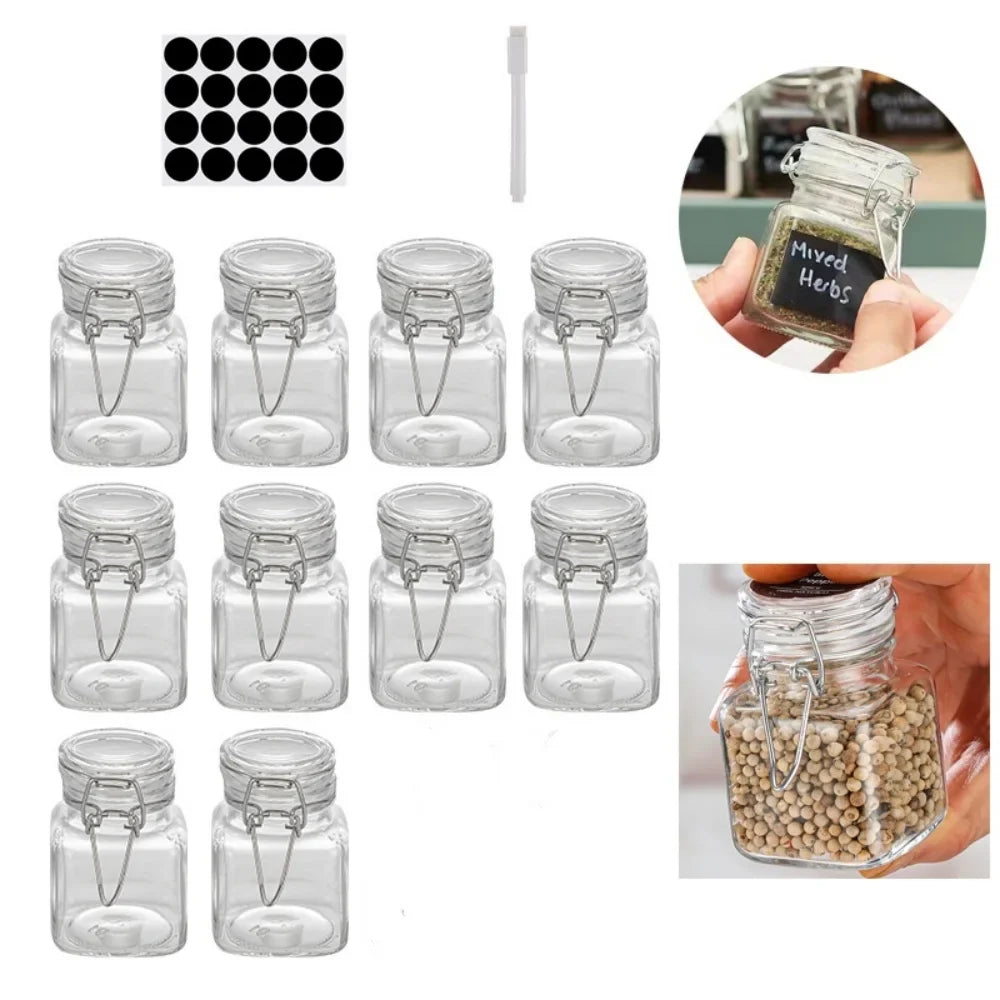50 Glass Bottle Sealed Storage Jar Buckle Airtight Locking Lid Big