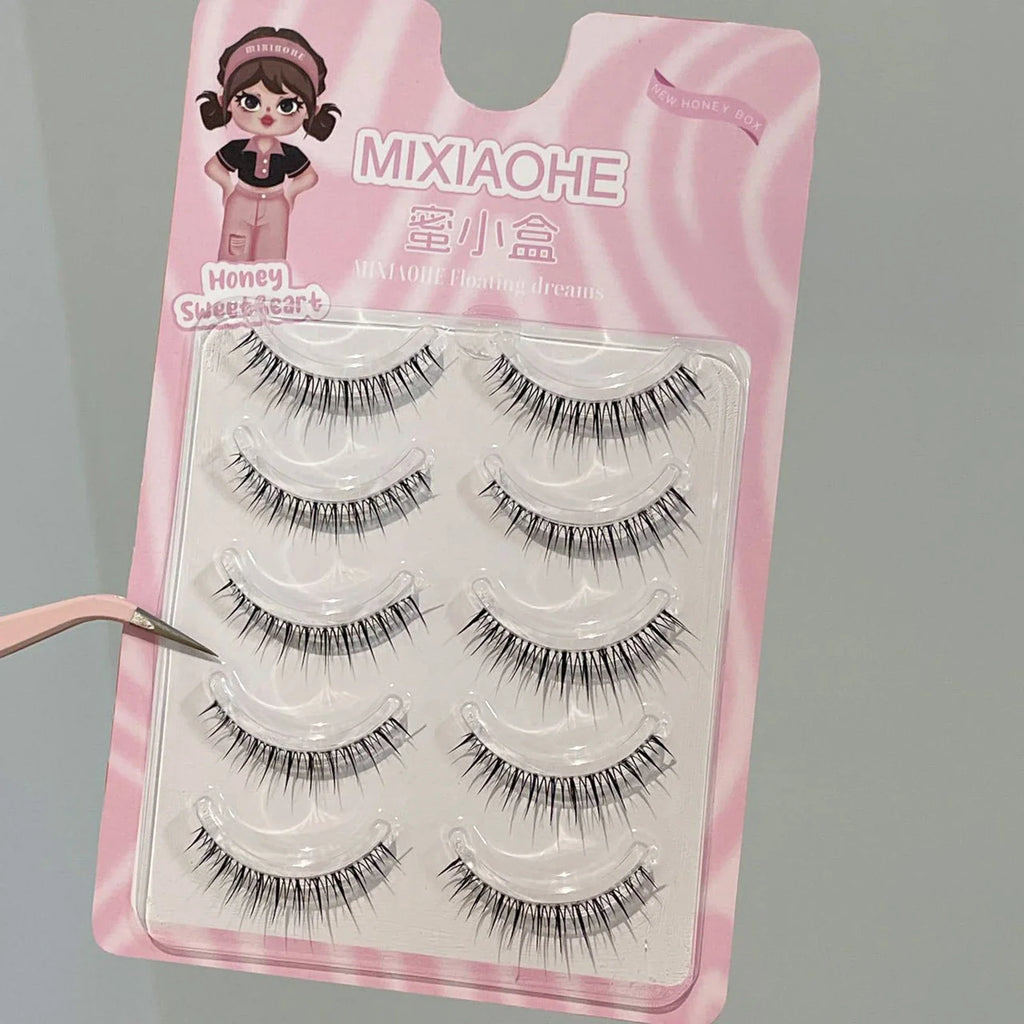 Natural Wispy Strip False Eyelashes – 5 Pairs DIY Lash Set