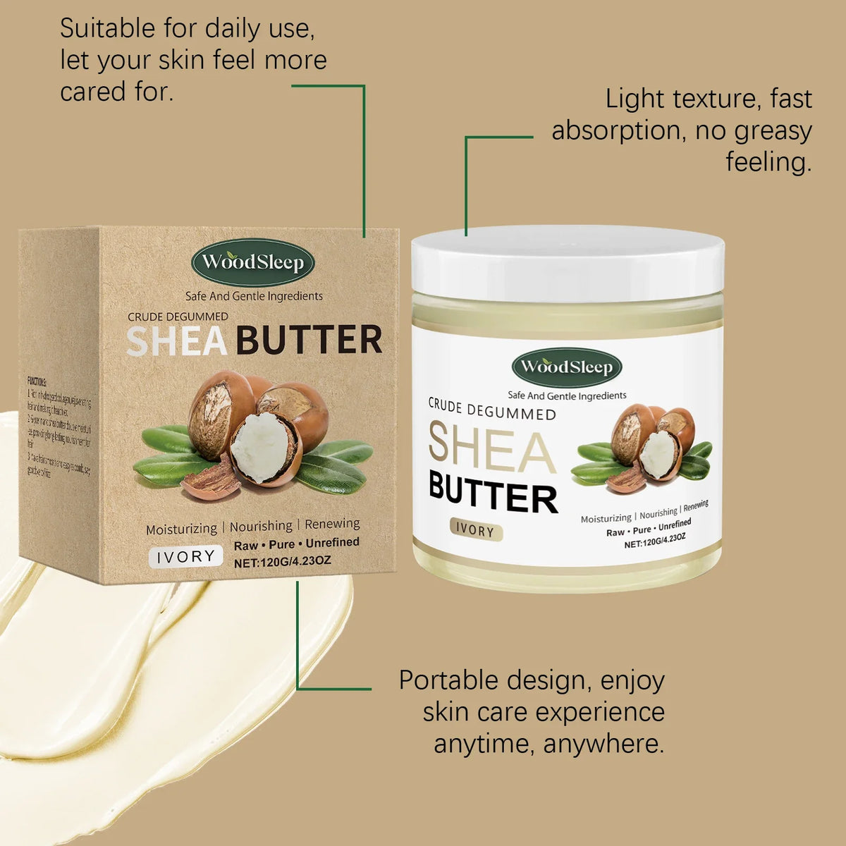WOODSLEEP Shea Butter Cream – Deep Moisturizing Body Cream 120g