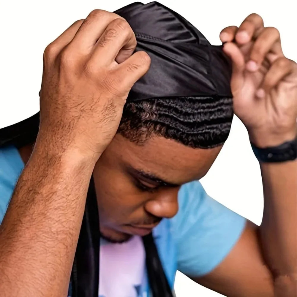Men's Silk Durag Long Tail Bonnet | 360 Waves Du Rag Cap