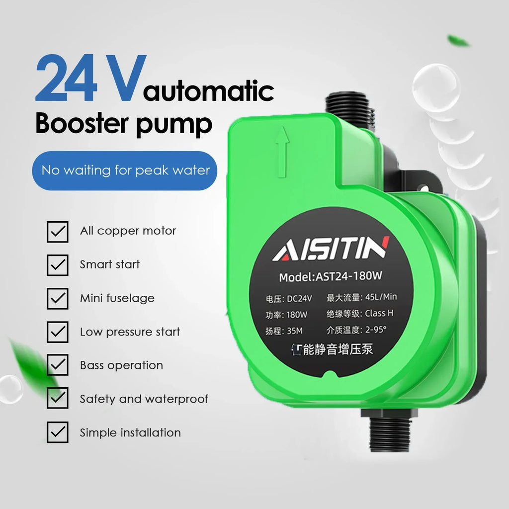 AISITIN 180W Auto Booster Pump 24V – Home Water Pressure Boost