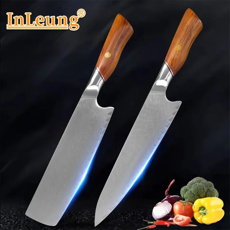 InLeung Damascus Steel Chef Knife – Cleaver & Slicer 19cm