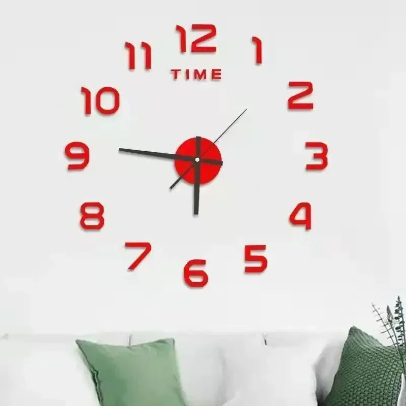 Acrylic Mirror Wall Clock – Floral DIY Home Décor, 40cm