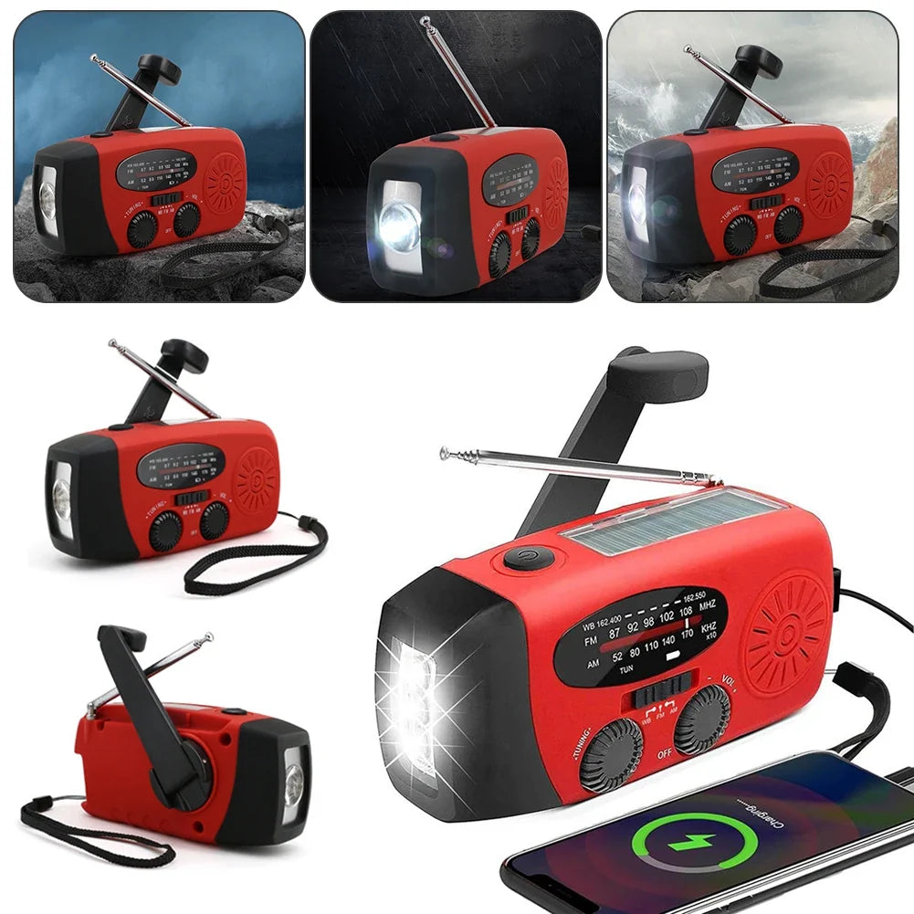 Solar Hand Crank Emergency Radio AM/FM/NOAA + USB Charger