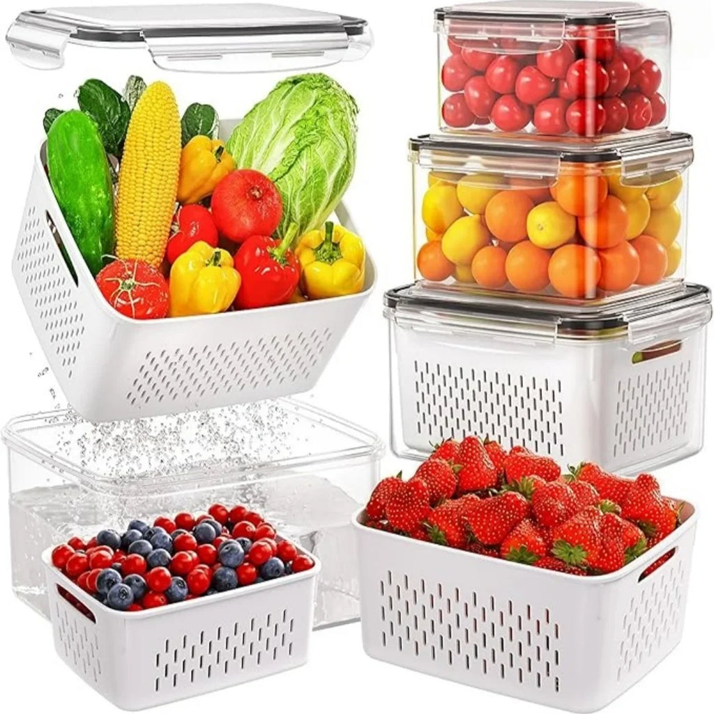 9-Piece Fruit Storage Containers for Fridge with Strainer