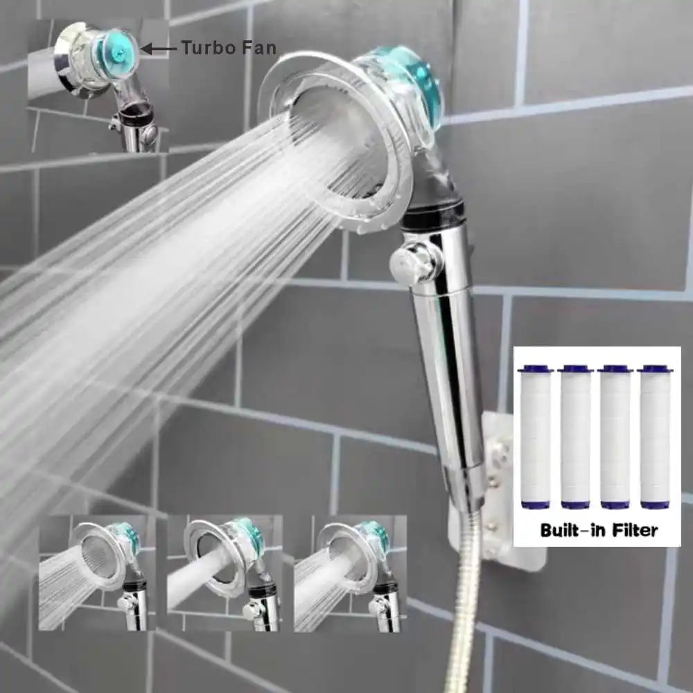 3-Mode Turbo Fan Shower Head | High Pressure & Water Saving