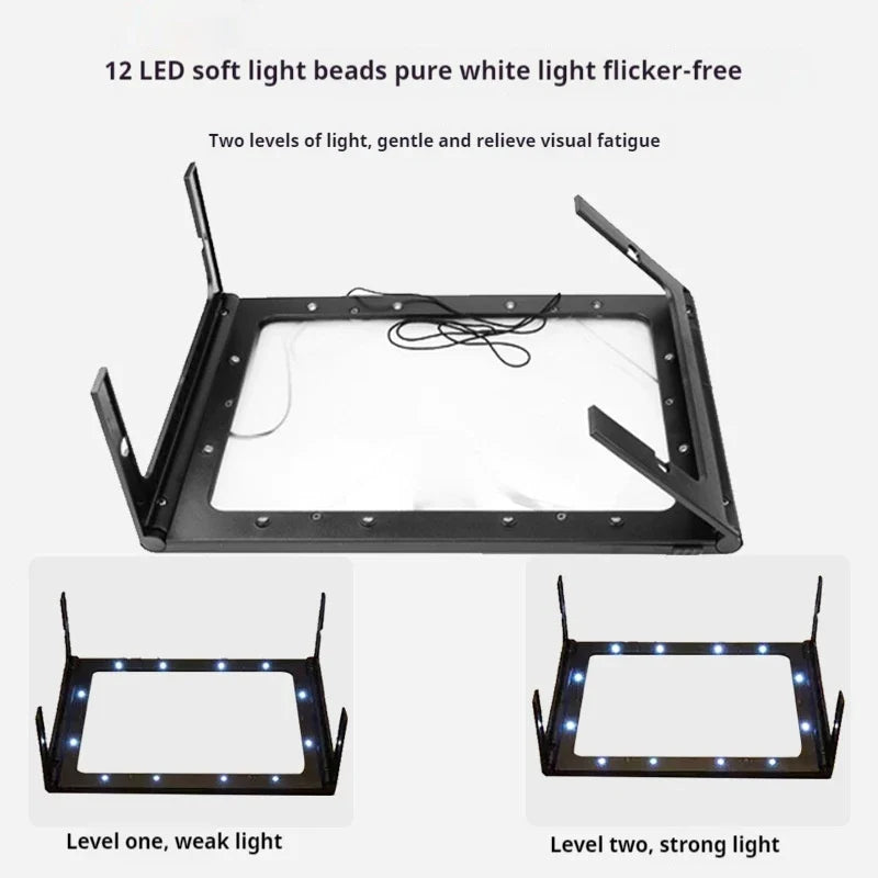 A4 Full Page Foldable Desktop Magnifier with LED Lights