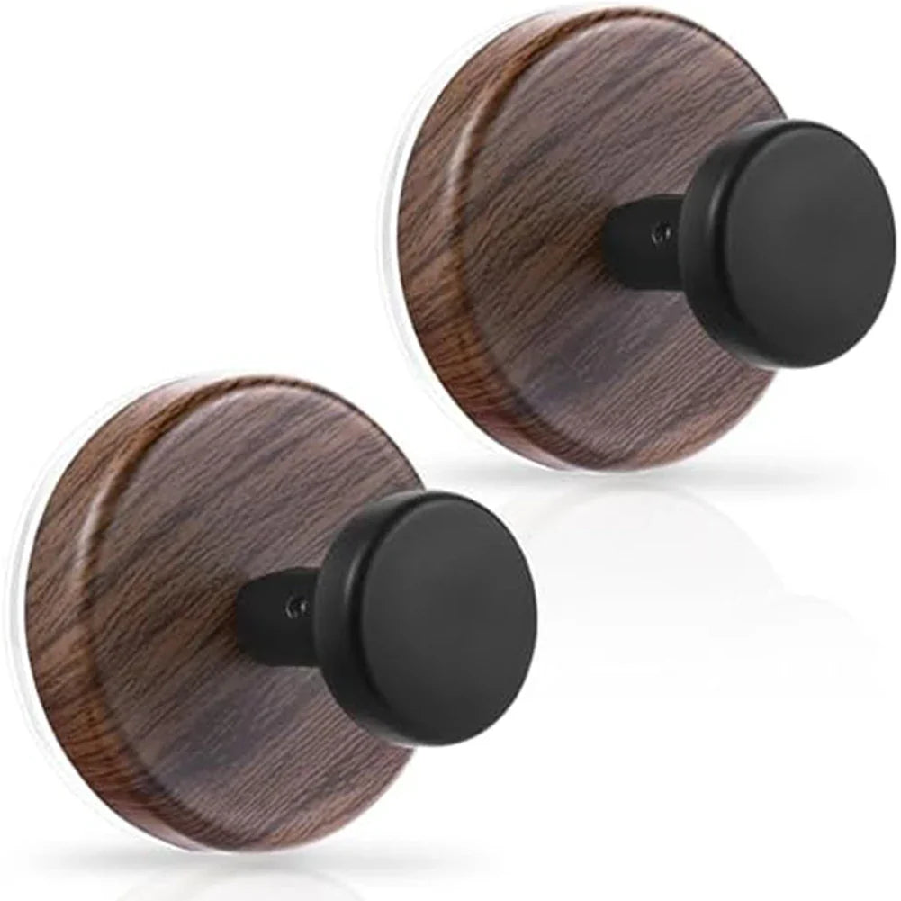 LEENKEA 2-Pack Wooden Suction Cup Hooks | No-Drill Wall Hooks