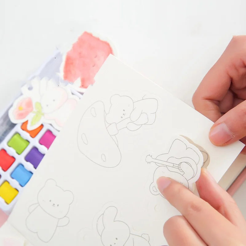 Creative Watercolor Cubes Art Reusable Coloring Book Painting Kids