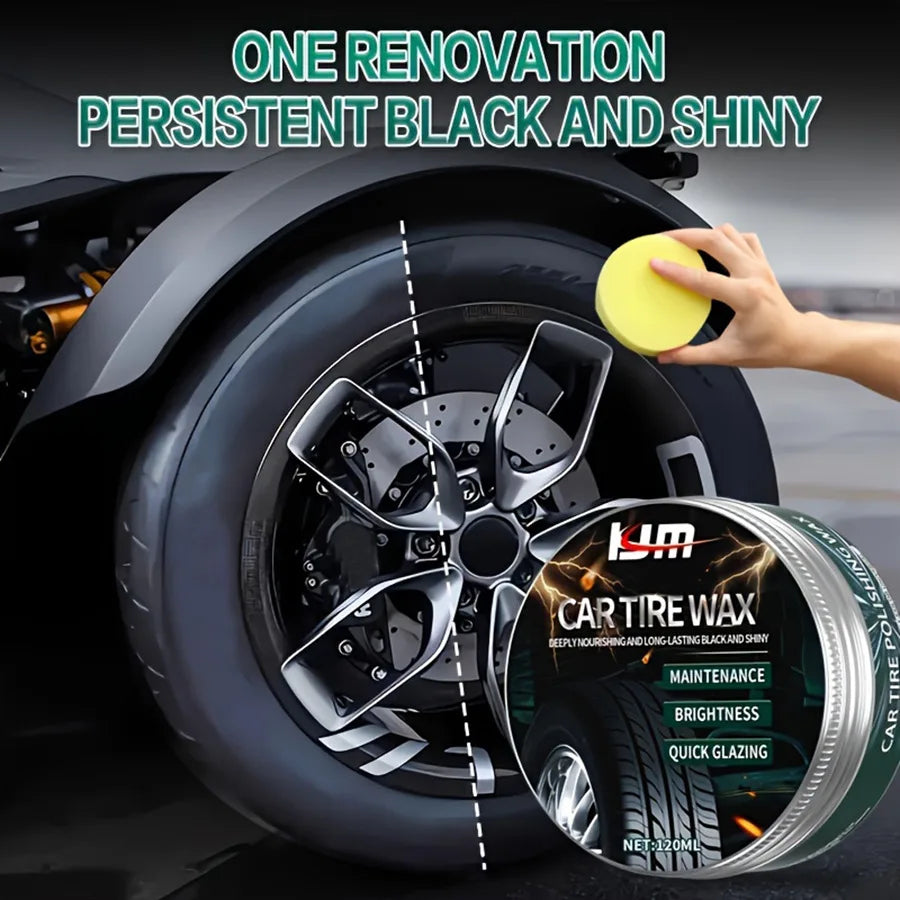Car Tire Wax Brightener & Blackening Maintenance Cream 120ml
