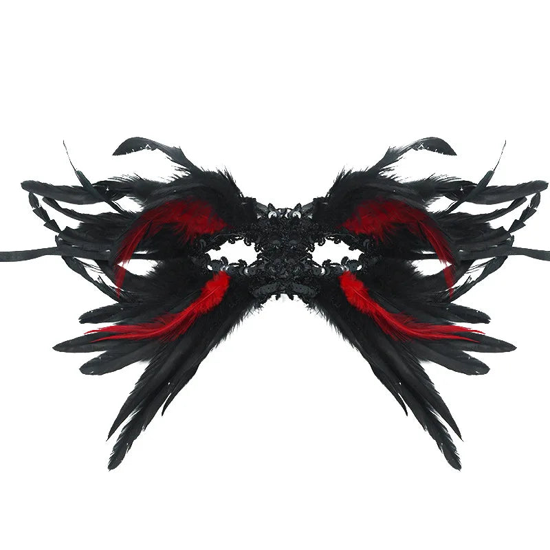 Gothic Halloween Feather Half-face Mask Performance Ball Eye Sequins